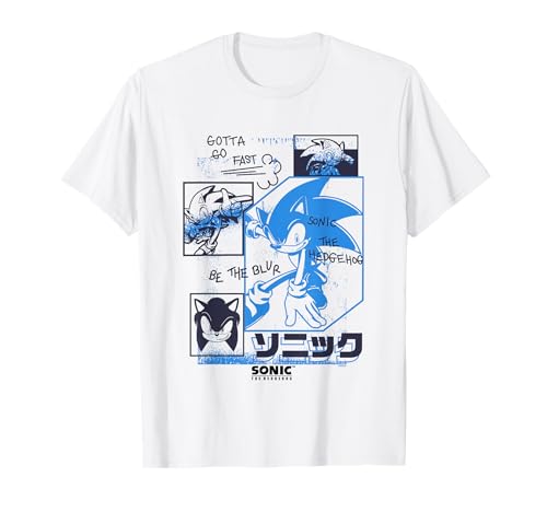 Sonic The Hedgehog Gotta Go Fast Vintage Sketch Panels T-Shirt