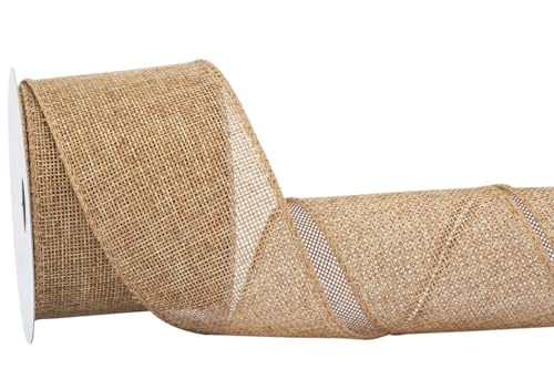 Zofrud Old Gold Burlap Ribbon - 64mm x 9M