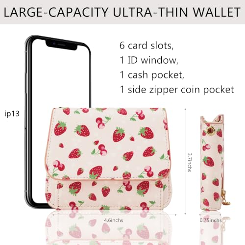 Image of Keychain Wallet for Women,RFID Wristlet Wallet with Beaded Strap | Tri-Fold Design,6 Card Slots,ID Window,Zipper Coin Pocket,Lightweight Carry
