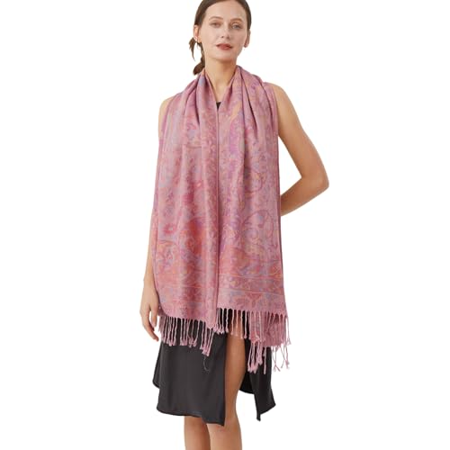 Paisley Pashmina Rave Shawl Scarf-Women's Reversible Jacquard Pashmina Wraps for Evening Dresses