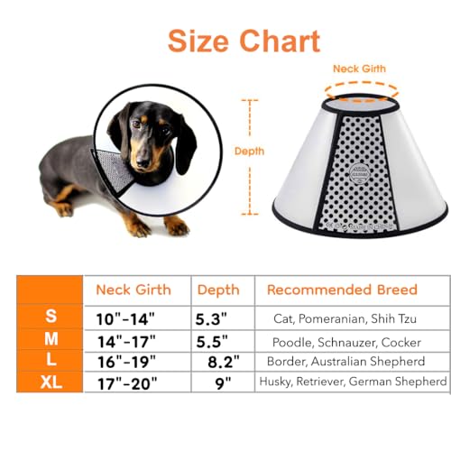 Image of Generic Adjustable Dog Recovery Cone Collar, Transparent PVC, Extra Large (17.1 inch - 19.7 inch)