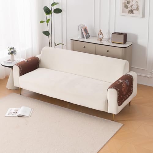 Image of HOKIPO HeavenHue Fleece Backed Sofa Armrest Cover 2 Pc, Nritya Echo