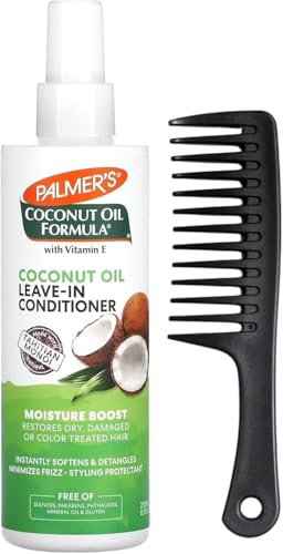 Palmer’s Coconut Oil Leave-In Conditioner 250ml with Detangling Comb – Moisture Boost Spray for Dry, Damaged & Colour-Treated Hair – Frizz Control, Sulfate-Free with Tahitian Monoi & Vitamin E
