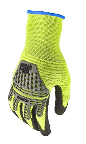 Gorilla Grip Max RhinoFlex High Vis Work Gloves With Impact and Abrasion Protection, Medium