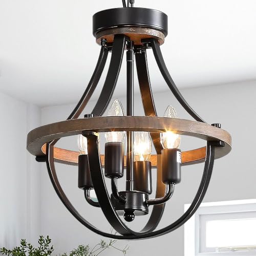 Lanpesting Farmhouse Modern Chandelier,16inch Rustic Vintage Ceiling Hanging Light Fixture,