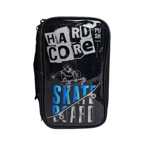 Estojo Escolar Box Skate Menino Grande Reforçado Organizado