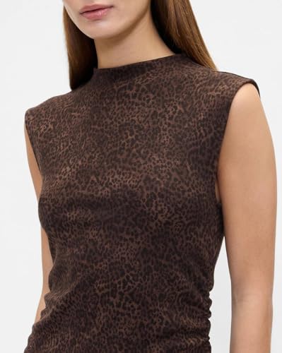 Image of Women's Leopard Print high Neck Extended Sleeves midi Dress