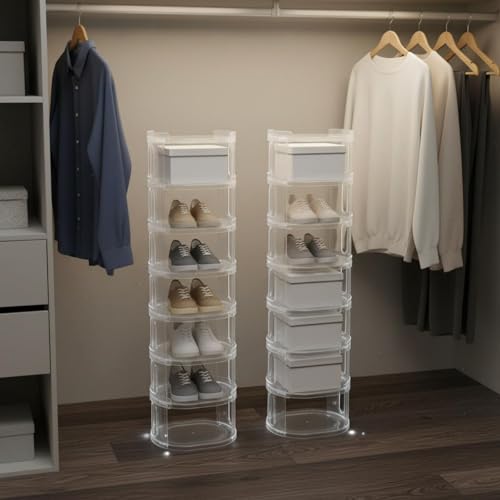 Étagère à chaussures empilable modulable transparente à 5 couches pour dressing
