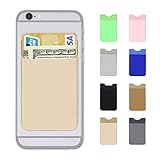 AxPower Cellphone Credit Card Holder 3M Adhesive Stick on Wallet Lycra Cell Phone Cash Pouch for iPhone 7 iPhone 8 iPhone X Samsung S8 S8 Plus (Gold)