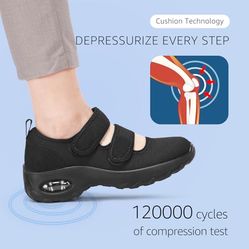 STQ Womens Walking Shoes Non Slip Orthopedic Shoes Adjustable Diabetic Shoes Comfort Mary Jane Shoe3