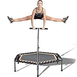 WELIKERA Trampolín Portátil y Plegable, Trampolín Fitness de 48 Pulgadas con Mango Ajustable para Uso en Exteriores e...