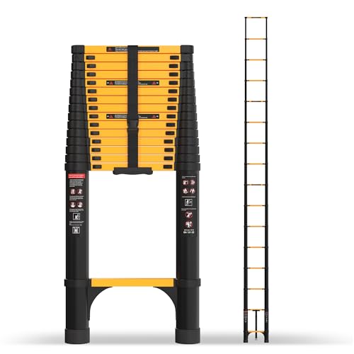 SINMEIRUN Telescoping Ladder 20.3 FT 330 lbs Capacity; Yellow