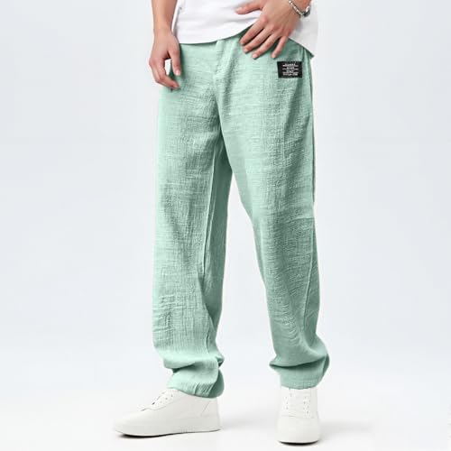 Hawyet Lounge Pants for Men Elastic Waist Drawstring Lightweight Breathable Cotton Blend Big and Tall Summer Pants3