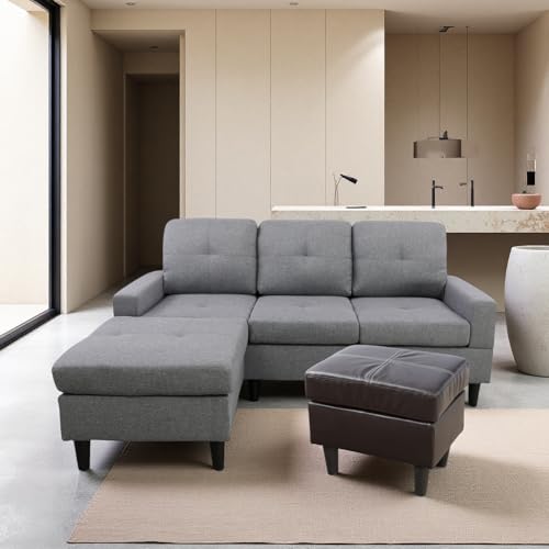 GlasFlength Sectional Couches for Living Room Furniture Sets, Convertible 4