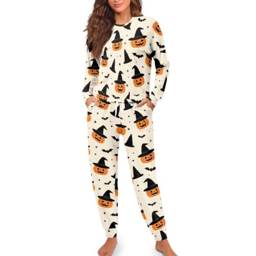 Image of Women's Pajamas Set Soft 2 Piece Loungewear Long Sleeve Pj Set Matching Sleepwear with Pockets for Women Plus Size