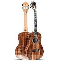 Made of all solid acacia Baritone size 3 bands EQ built in tuner Come with gig bag, strap, picks, extra set strings, EQ cable, wall hanger