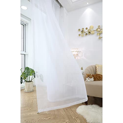Phileasy Window Sheer Curtains 84 Inches Long 2 Panels White Sheer Curtain Clear Transparent Basic Rod Pocket Panel 15 Colors 10 Size For Bedroom Living Room Yard Kitchen #TOP2