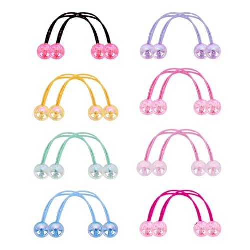 Image of 16 PCS Ball Hair Ties, Elastic Ponytail Holder, Acrylic Colorful Bobbles