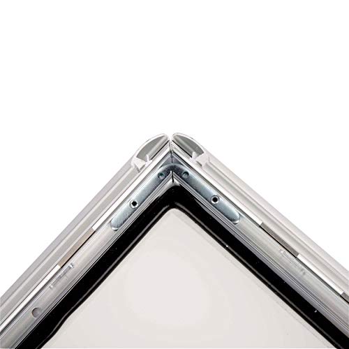 M&T Displays Weatherproof Snap Poster Frame 11x17 Inch Silver 1" Aluminum Profile Front Loading Wall Mounting Picture Photo Document Certificate Sign Holder Mitered Corner Anti Glare Cover