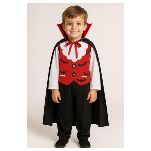Fantasia Infantil Vampiro Drácula Criança Halloween Vestido Roupa (PP (veste 2 anos))