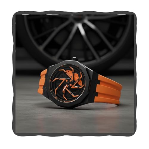 Image of ON TIME OCTUS Spinning Car Wheels Gyro Men's Sport Watch| Rotating Wheel Dial Silicone Strap Analog Luxury Watches for Boy's and Men -MN-259