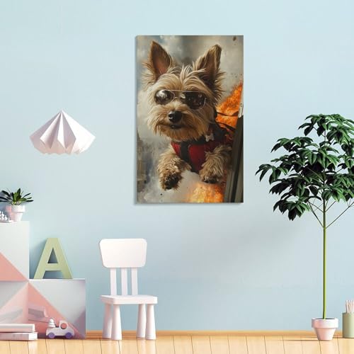 Terrier du Yorkshire tableau pour habiller un mur vide texturé