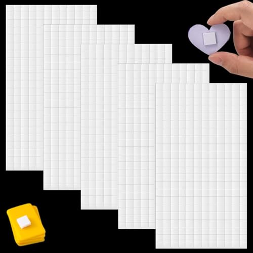 1320 Stück 3D Klebepads Doppelseitig 6 × 6 × 2 mm Schaumstoff Klebekissen Weiß Selbstklebend Klebepads für Papier, Kunststoff, Metall (5er-Pack)
