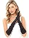 LATTEMARMALATTE Long Satin Opera Gloves – 1920s Elbow-Length Shirred Fashion Accessory for Women’s Masquerade Events, Halloween Costumes, Opera Nights & Formal Parties, Black