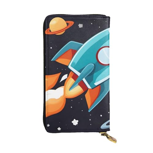 Portefeuille long en cuir fusée pour femme noir élégant de 19x10,5 cm