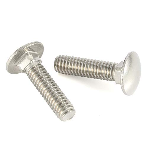 Image of 1 /4-20 x 1-1 /2 inch Carriage Bolts Screws, Stainless Steel 18-8 (304), Round Head, Square Neck, Fully Threaded, 25 PCS