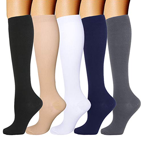 Campsnail Kompressionsstrümpfe Sneaker Socken Herren Damen Laufsocken Sprunggelenkschutz und Mittelfußstütze für Laufen Radfahren Erholung Blutzirkulation (S/M, 5 Paar - Mehrfarbig)