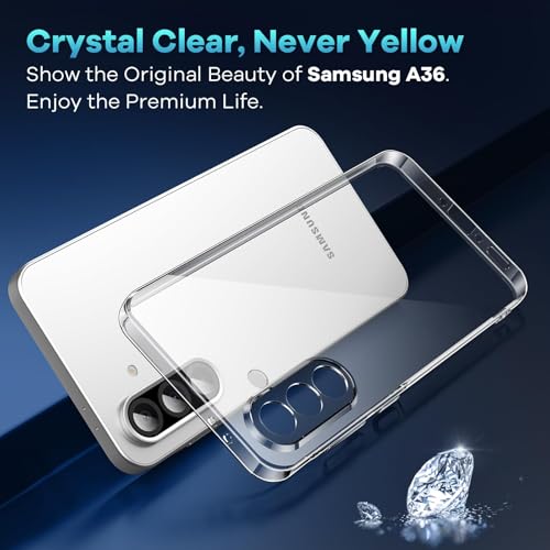 caslord Hülle für Samsung Galaxy A36 5G, 1 Handyhülle mit 2 Stück Hartglas, Weiche TPU Transparent Stoßfest Schutzhülle Durchsichtige… – Ansicht 3