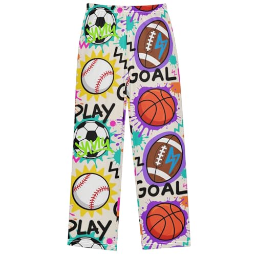 Boy's Pants Doodle Soccer Balls Jogger Pants Elastic Waist Long Bottoms Trousers with Pockets 6-14 Years
