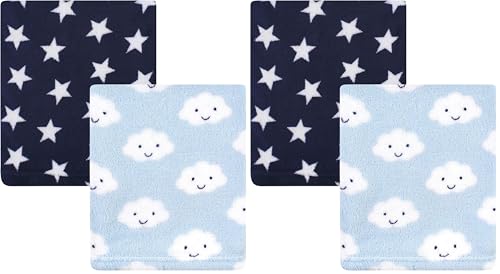 Image of Hudson Baby Unisex Baby Silky Plush and Coral Fleece Blanket, Cloud, 30x36 inches (Pack of 2)