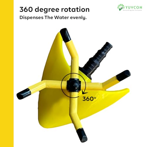 Image of YUVCON Sprinkler for Garden, 4 arm Sprinkler with 360 Degree Rotation, Dispenses The Water evenly, fits 1 /2 inch, 3 /4 inch & 1 inch inch Pipe, Water Sprinkler