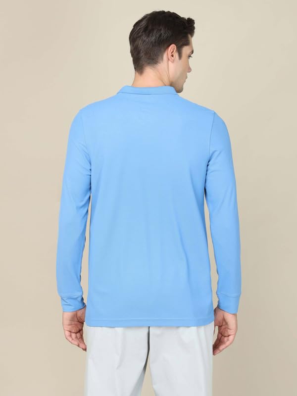 Image of TECHNOSPORT Mens Slim Fit Polyester Active Wear Collar Polo T-Shirt with Long Sleeves for Workout, Sports