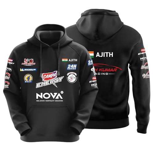 Image of DUDEME Ajith Racing Hoodie Black | New Motorsport Hoodies for Men & Women | Casual wear Cotton Hoodies