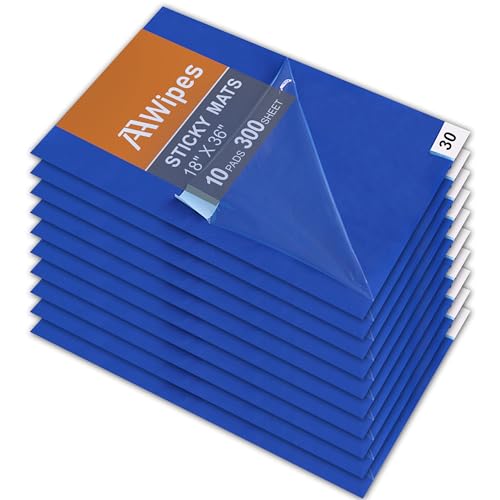 AAwipes Sticky Mats 18" x 36" Blue (Case of 10 Mats, 30 Sheets/Mat) Cleanroom, Construction, Laboratory, Hospital, Medical Office, Gym, Pet