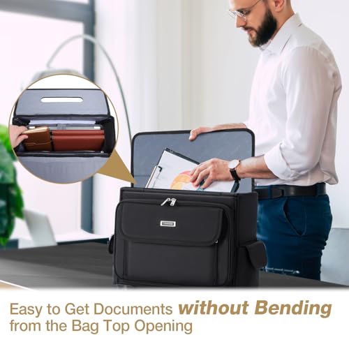 Rolling Laptop Bag 15.6 Inch Water Resistant Rolling Laptop Briefcase on Wheels Computer Bag Laptop Case for Work Travel Business Men Women, Black,New2