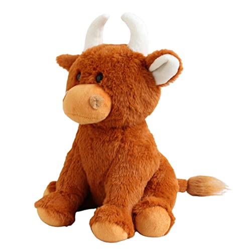 Ravcerol Figuras de Peluche Highland Cow Toy - Delicado muñeco de Peluche de Vaca de Las Tierras Altas | Juguete de Animales Suaves de Dibujos Animados, Figura de Almohada de Felpa para Jugar, Regalo Cover