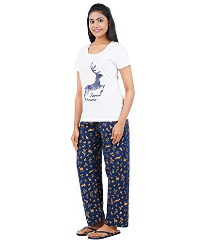 Image of Pride Apparel Womens Night Dress Cotton T-Shirt and Printed Pyjama Set