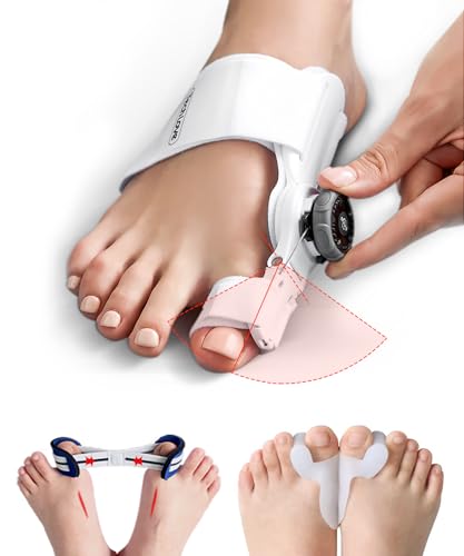 Tech Love Alluce Valgo Correttore il Set,Regolabile Tutore Alluce Valgo Correttore [1x], Separatore Dita Piede [2x], Alluce Valgo Cintura Allenamento,per Giorno Notte Piede Sinistro e Destro