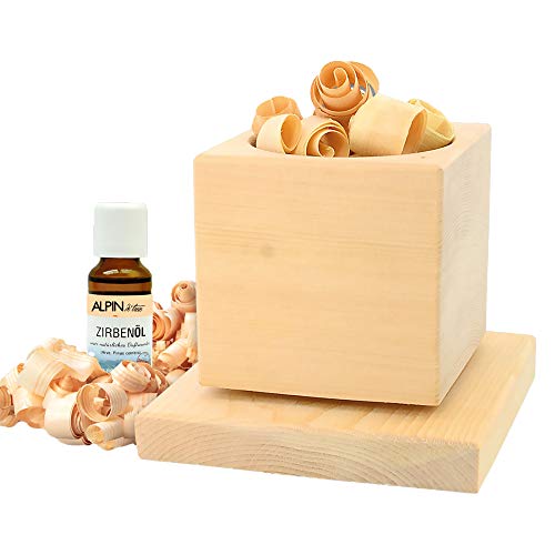 Zirbenwürfel-Set | 3-teilig | 10ml Zirbenöl | Zirbenwürfel | Zirbenspäne Cover