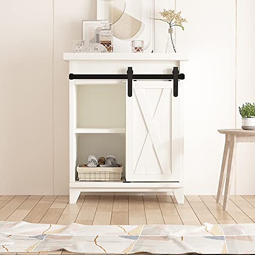 skysen 3ft Single Door Cabinet Sliding Barn Door Hardware Kit Super Mini Sliding Door Hardware for Wardrobe Cabinet TV Stand (ykd2)