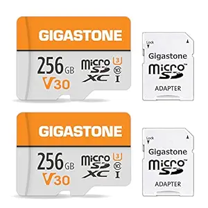 [Gigastone] 256GB Micro SD Card 2 Pack, 4K Video Pro, GoPro, Surveillance, Security Camera, Action Camera, Drone, 100MB/s MicoSDXC Memory Card UHS-I V30 Class 10