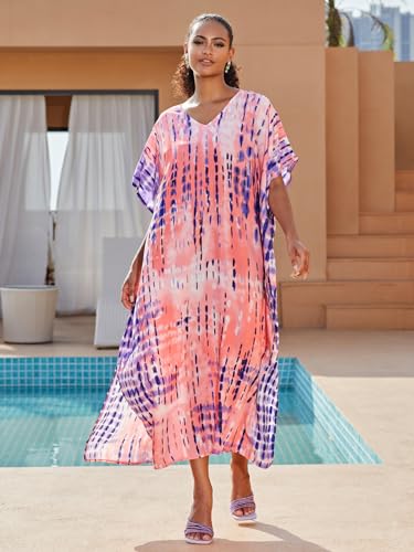 Image of Kaftan Dresses for Women Plus Size Bathing Suit Cover up Caftan Maxi Beach Dresses