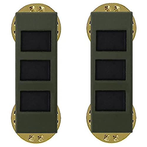Army CW3 Chief Warrant Officer 3 Rank Black Metal Pin-On - Pair
