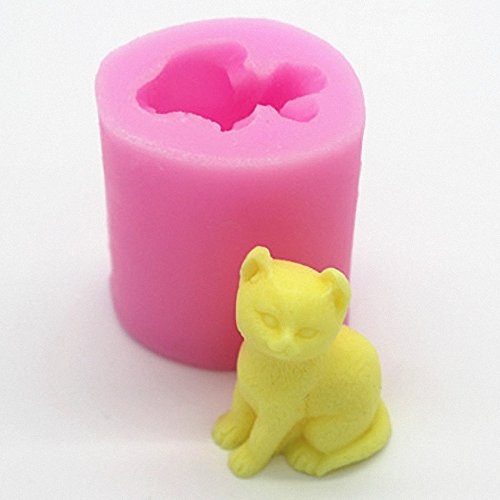 Moldfun 3D Kitten Candle Mold Small Size Cute Cat Silicone Mold For Fondant, Mini Soap, Polymer Clay, Wax, Crayon #TOP3