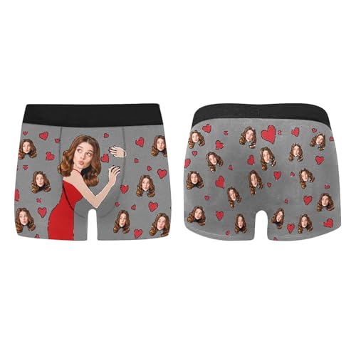 Genérico Calecon Boxers Personaliza Hombre Calzoncillos Calzoncillos De Novedad Personalizados Foto Ropa Interior Pantalones Cortos Divertidas Regalo San Valentín Cumpleaños para Marido Padre