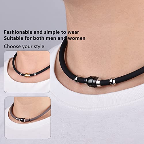 Bcletty Necklace, Silicon, Germanium, Magnetic Joint, Static Eliminator, Necklace, Static Eliminator, Antistatic, Titanium, Magnetic, Germanium, Stainless Steel, Fashion, Luxury Design, Popular Model, Worn By Many Baseball Players, Metal Allergy Free, For Gifts, Unisex, Silicone, 2 Sizes [2 Colors] [All Season Wearable] (55Cm, Black Gold) #TOP4